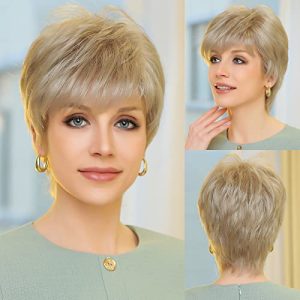 Pixie Cut 100% Human Hair Wig for Women, Soft Natural Look, Adjustable Size