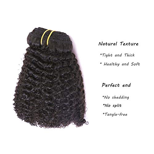 Caliee Afro Kinky Curly Clip in Hair Extension Human Hair Double Weft Brazilian Unprocessed Remy Natural Black Hair, 12 Inch, 120Gram - Image 3