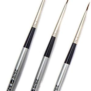 AIT Art Select Mini-Liner Detail Paint Brushes, Size 20/0, Pack of 3, Pure Russian Red Sable, Handmade in Germany for Crafting Exquisite Details Using Oil, Acrylic, or Watercolors