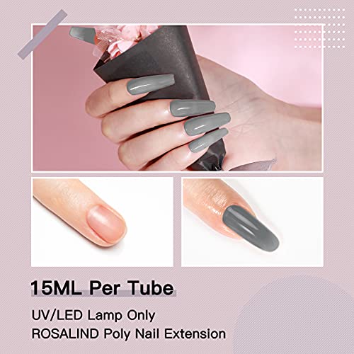 ROSALIND Glitter Poly Nails Gel Set, 6 Colors Nail Extensions Gel Clear White Soft Pink Glitter Series Nail Enhancement Gel, 15ML Poly Nail Gel Colors for Nails Art Beginner DIY at Home - Image 5