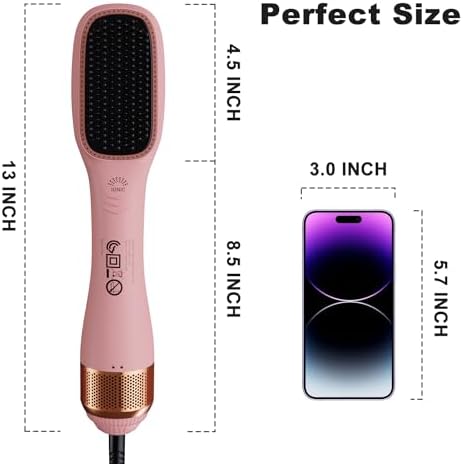 Pink Large 2-in-1 Blow Dryer Brush with Negative Ion Technology for Fast, Anti-Scald Styling - Image 6