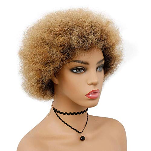 Honey Blonde Curly Human Hair Wig - Image 3