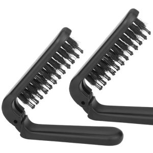 2Pcs Travel Folding Hair Brush, Collapsable Portable Pocket Boar Bristle Hair Brush for Thin Thick Hair, Mini HairBrushfor Men Women Kids Thick Thin Curly Straight Wet Dry Hair Restore Shine, Black