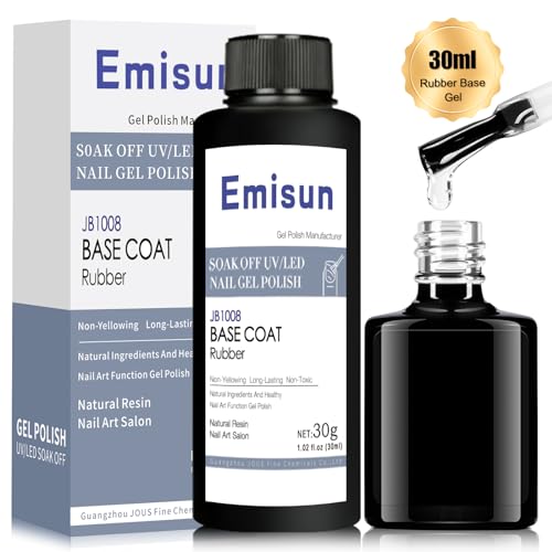 Rubber Base Coat, 30ml for Gel Nail Polish Soak Off Curing for Professional Nail Salon or DIY at Home with an Empty Bottle
