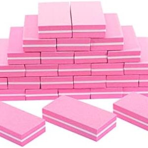 Buffer Block Nail File, 100/180 Grit Sponge Nail Buffers for Acrylic Nails, Mini Buffing Block Double Sided for Manicure Tools 30 Count - Pink