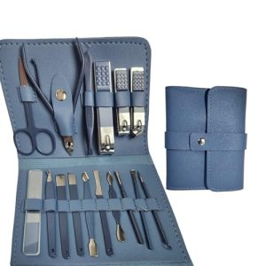 Professional 16 pcs Manicure Set Tools, Nail Clipper Set,Manicure Kit with Case, Nail Care Kit Grooming Set (Dark Blue)