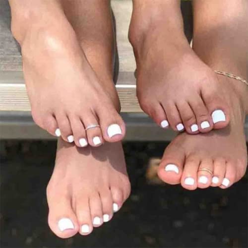 Matte White Press on Toenails French Square Acrylic Pure White Fake Toenails Fake Nails Short Toe Nails Press on Square Stick on Nails False Toenails for Women for Nail Art 24pcs - Image 4