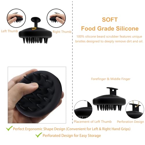 Beard Brush for Men, Silicone Beard Scrubber, Deep Cleans, Hair & Beard Exfoliator Helping Beard Shampoo Better Clean the Beard, Good Helper for Beard Oil - Eco & Reusable - Image 3