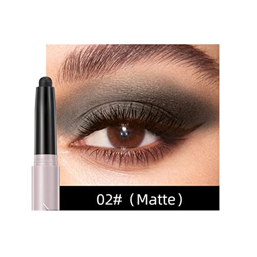 Matte Eyeshadow Stick,Cream to Powder Waterproof Eye Shadow Eyeliner Pencil Crayon,Long Lasting buildable Neutral Eye Makeup (Matte,02# Smoky Black) - Image 2