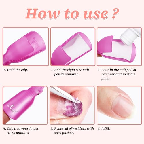Gel Nail Polish Remover Clips, 10pc Gel Nail Remover Kit Gel Remover for Nails Acrylic Nail Remover Nail Clips for Polish Removal, Nail Soak off Clips Soak off Gel Polish Remover-Black - Image 5