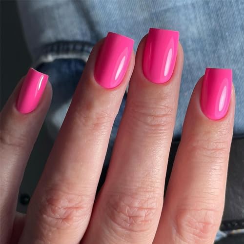 ?Short Pink Square Acrylic Nails?