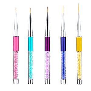 Nails Art Brushes -TONBAO Nail Art Brush Thin Brushes for Nail Art Skinny Nail Art Brush Design Brushes Flower Rhinestone Rod Drawing Nail Gel Polish Sizes 7 9 11 14 19mm 5Pcs