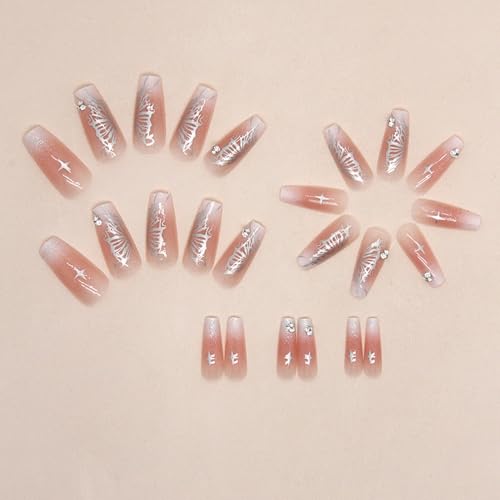 White coffin-shaped acrylic nails. - Image 3