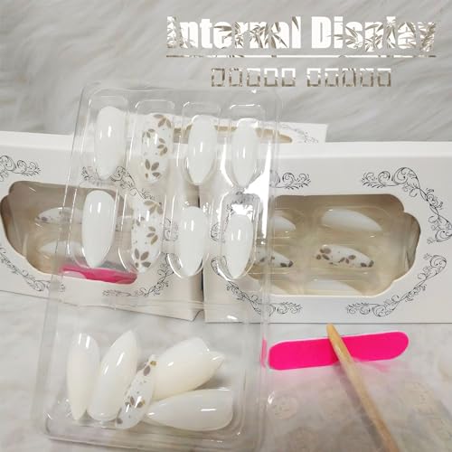 Hand-Painted Acrylic Nails with Delicate Flower Design - Medium Length - Image 9