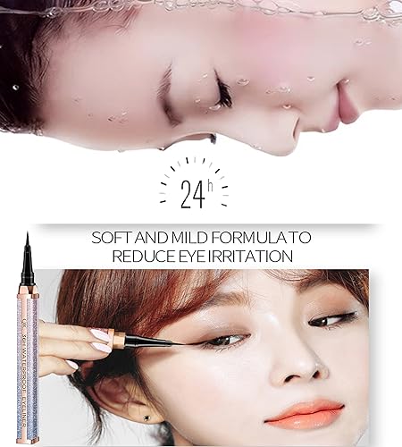 Liquid Eye Pencil Starry Eyeliner, 36H Waterproof Black Hyper Easy Eyeliner Pen Precision Felt Eyeliner, Ultra-Fine Tip, Transfer Proof Long-Lasting Quick-Dry Smooth (#01 Dream Purple) - Image 7