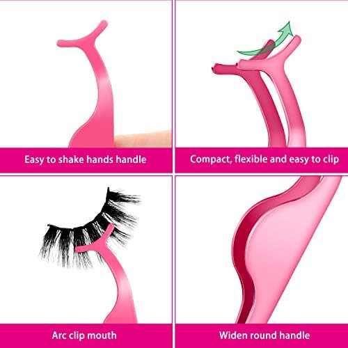 Pink 24-Piece Stainless Steel Eyelash Applicator Set for Effortless Makeup Application - Image 5
