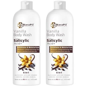 Vanilla Salicylic Acid Exfoliating Body Wash - Gentle 16 Oz Twin Pack