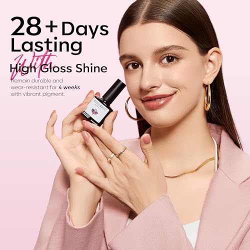 Modelones 45PCS Gel Nail Polish Kit with U V Light 28 Colors Valentine's Day Gift Pink Nude Purple Glitter Gel Nail Polish Set/48W Nail Dryer/Glossy & Matte Base Top Coat/Nail Primer/Manicure Tool DIY - Image 7