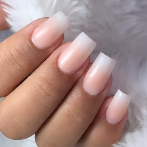 AddFavor Press on Nails Short Square 120pcs Fake Nails Short Nails Ombre Press on Square False Nail Medium Pink White Gradient Acrylic Nails with Design for Women Girls - Image 2