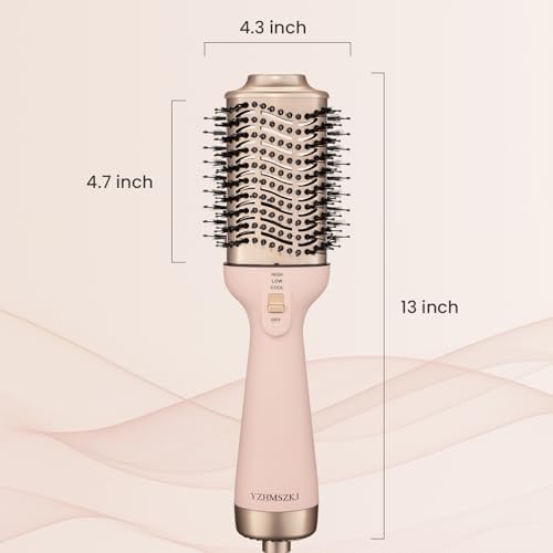 Blow Dryer Brush, YZHMSZKJ Hair Dryer Brush 4 in 1, 75MM Hot Air Brush in One with Negative Ion Anti-frizz Ceramic Titanium Barrel for Smooth, Frizz-Free Results for All Hair Types, 1300W, Pink - Image 7