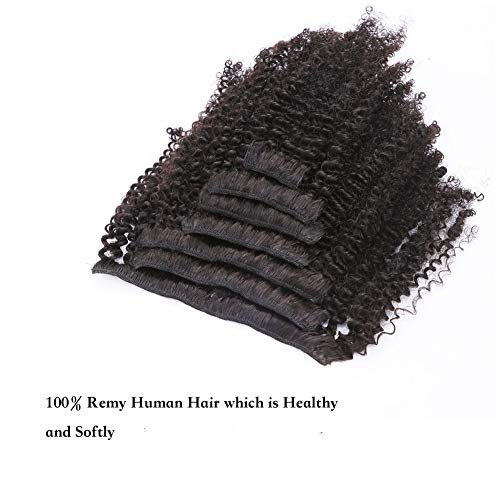 Caliee Afro Kinky Curly Clip in Hair Extension Human Hair Double Weft Brazilian Unprocessed Remy Natural Black Hair, 12 Inch, 120Gram - Image 6