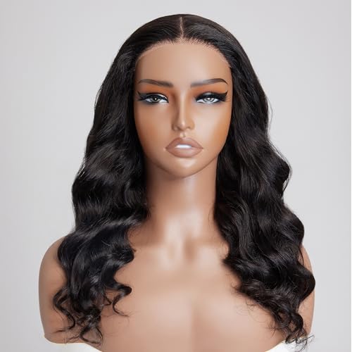 HD Lace Front Wigs Human Hair 180 Density Long Natural Body Wave Wig with 100% Human Hair for Black Women 16 Inch Closure Wig