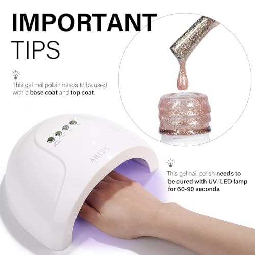 AILLSA Cat Eye Gel Nail Polish Nude Jelly Glitter Gel Polish Iridescent Holographic Nail Polish Gel Shimmer Sparkle Soak Off U V Gel with Magnet Stick for Nail Art Salon DIY at Home 0.27 Fl Oz GE29 - Image 4