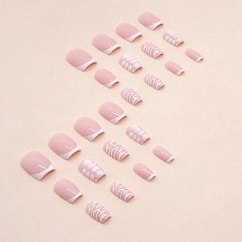 White Medium Square Acrylic Nails - Image 8