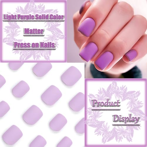 Lilac Acrylic Nail Design Set, 24 Count, Short & Elegant Style - Image 2
