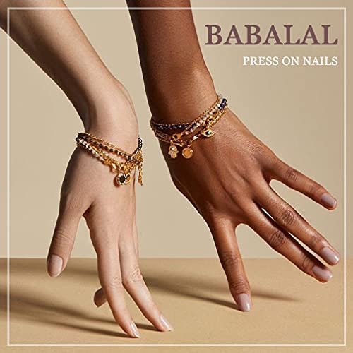 BABALAL Long Press on Nails Coffin Fake Nails Black French Tip Glue on Nails Glossy Acrylic Nails Falme Design Ballerina False Nails for Women and Girls - Image 7
