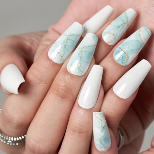 White Marble Acrylic Nails