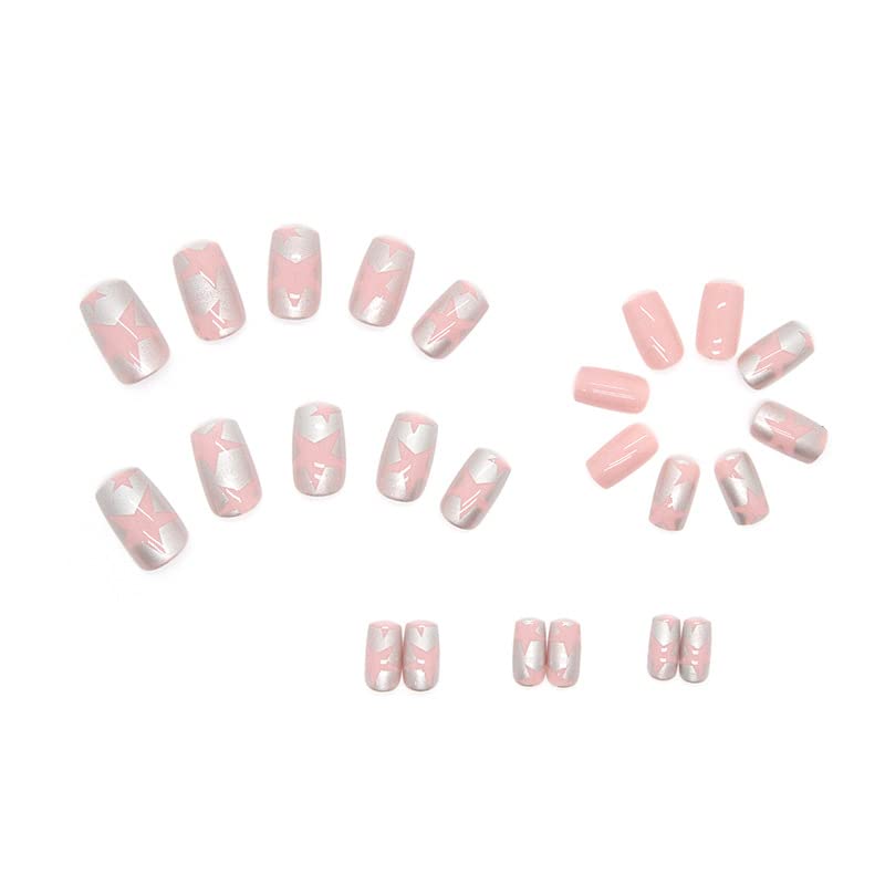 24 Piece Pink Coffin Acrylic Nail Design Set for Stylish Manicure - Image 3