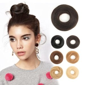 100% Human Hair Natural Curly Messy Bun Hairpiece for Women Girls 13 Inch