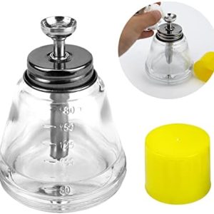 180ml Clear Glass Dispenser Bottle, Empty Push Down Alcohol Pump Sanitizer Container with Measuring Scales for Nail Polish Remover, Alcohol or Other Liquids