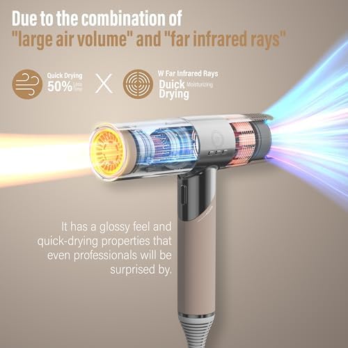 Hair Dryer - Infrared Hair Dryer Professional Blow Dryer 4th Gen BLDC Motor, Quick Dry, Low Noise, Nozzle Lightweight & Foldable Handle Travel Portable Hair Dryer - Image 3