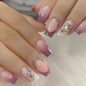 Brown French Tip Acrylic Nails