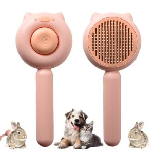 Pet Hair Cleaner Brush for Puppy Kitten Bunny with Release Button For Indoor Pet Hair Collection Self Cleaning Comb For Shedding Dog Grooming Brushes Cat Hair Deshedding Brush Comb(Piggy Shape)