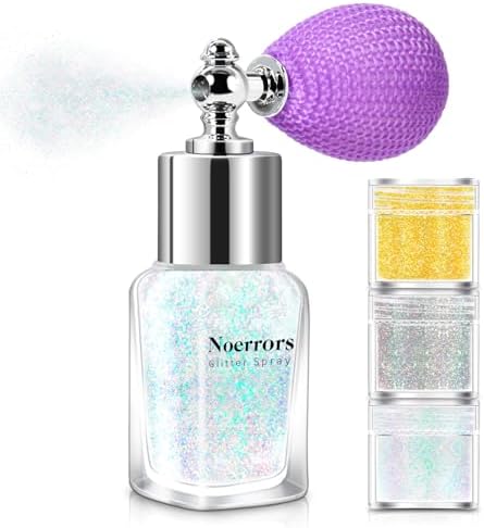 Body Glitter Spray,White Sliver Gold Glitter Holographic Powder for Body Face Hair Clothes,Shimmer Sparkling Highlighter Loose Powder Glitter Shiny Nail Art Craft Design Festival Makeup