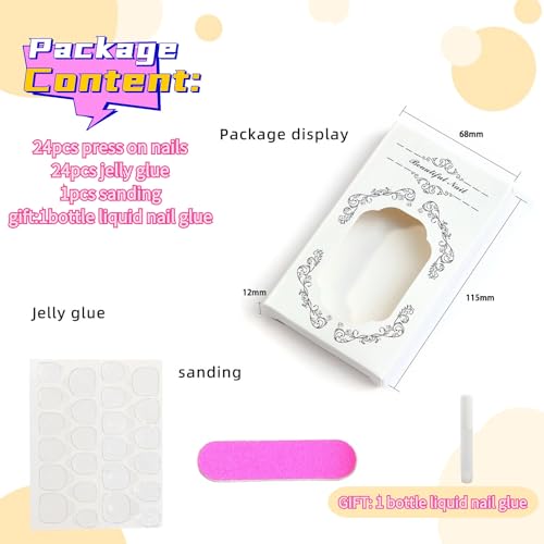 24Pcs Pink Coffin Nails Kitty Press on Nails Long Fake Nails with 3D Kawaii Kitty Heart Nail Charms Design Nail Gems Diamond Pink Acrylic Nails Supply Full Cover False Nails Stick on Nails for Women - Image 3