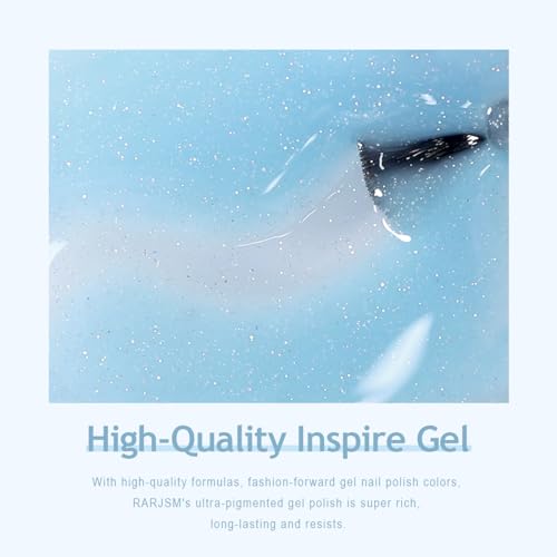 RARJSM Iridescent Glitter Gel Nail Polish Clear Pastel Blue Chunky Sparkle Rainbow Shimmer Jelly Transparent Sky Blue Gel Polish Single Bottle Soak off UV LED Cured for Home Salon Manicure 15ML - Image 5
