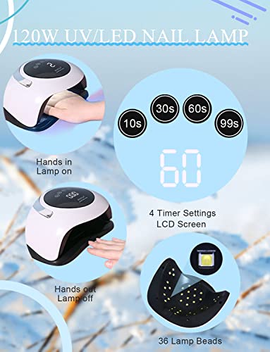 32 Colors Gel Nail Polish Kit with UV Light 120W Nail Dryer, White Nude Purple Gel Nail Polish Set, UV LED Nail Lamp, No Wipe Base Top Coat, Nail Art Decorations, Manicure Tools Starter Kit - Image 8