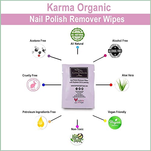 Karma Organic Nail Polish Remover Wipes & Base Top Coat Bundle – Lavender Nail Polish Remover Wipes (Pack of 10) Two in One Base Top Coat (0.43FL-Oz) - Image 5