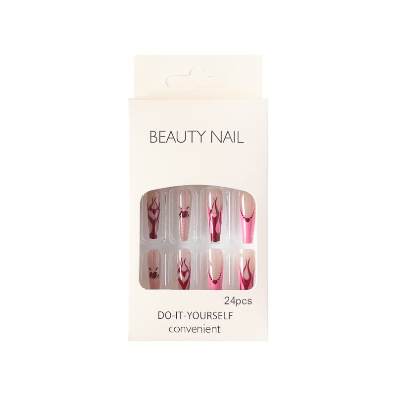 24 Piece Long Ballerina Acrylic Nail Set for Chic Manicures Various Designs - Image 4