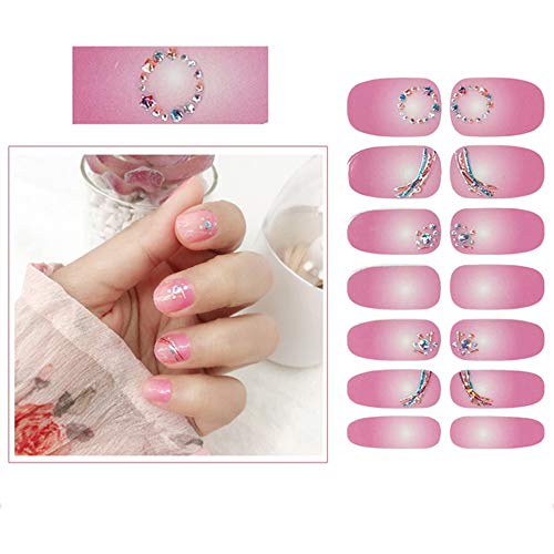 SIUSIO 112pcs 8 Sheets Full Nail Wraps Stick on Gel Nail Polish Strips Stickers Elegant Gradient Glitter Nail Adhesive DIY Nail Art Sticker with 1PCS Crystal Glass Nail Files for Women Girls - Image 3
