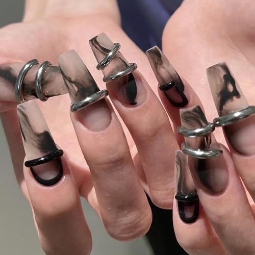 Leopard print stick-on nails for easy application.