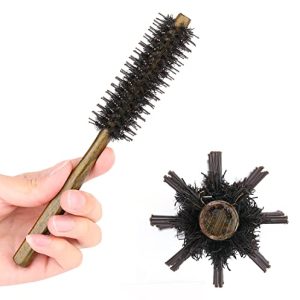 PERFEHAIR Small Round Hair Brush with Boar & Nylon Bristle, 1.4 Inch, Mini Rolling Circular Hairbrush for Blow Drying, Curling, Styling Fine, Thin, Short Hair, Bangs, Beard