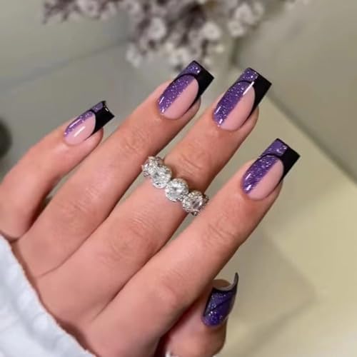 Purple Stick On Nails