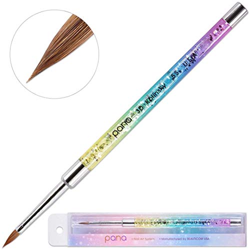 PANA Kolinsky 3D Acrylic Nail Brushes with Liquid Glitter Handle - For Professional Acrylic Powder Liquid Manicure Pedicure (Rainbow Color, Size #5) - Image 2