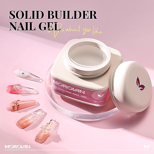 Morovan Solid Builder Gel for Nails: Clear Solid Nail Gel Multifunctional Solid Building Gel Long Lasting Hard Gel for Nail Strengthen Gel DIY at Home - Image 9