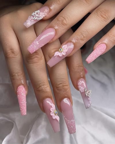 White & Rose Gold Acrylic Nails - Image 8